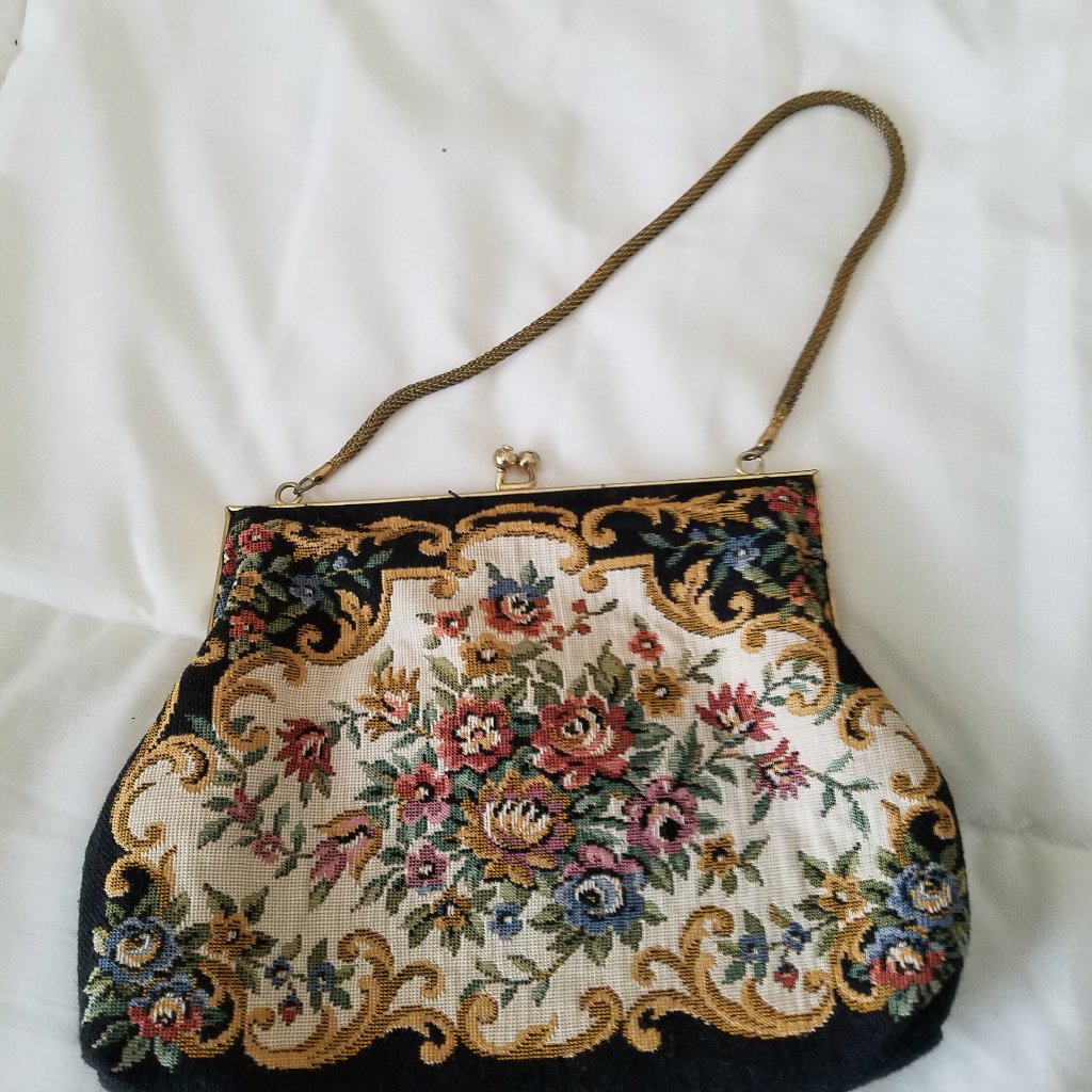 Vintage Floral Tapestry Evening Bag